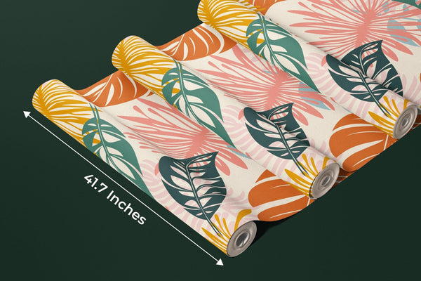 Colorful Tropical Leaves Wallpaper, Seamless Pattern Mural, Oversized Custom Size Wall Art, Non - Woven, Non - Adhesive, Modern Wall Paper, Removable - Adawall Wallpaper - Registered Trade Accounts Only, Wallpaper Wholesale Account - W77733 - Adawall Wholesale - Wallpaper Wholesaler