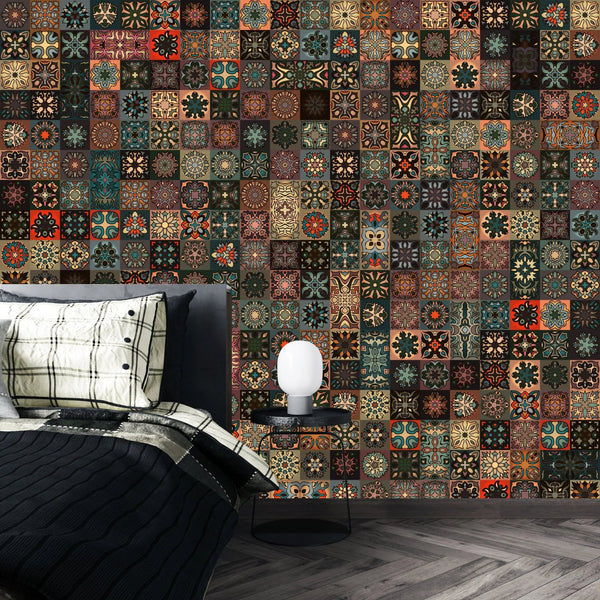 Colorful Vintage Mandala Wallpaper, Seamless Pattern Mural, Oversized Custom Size Wall Art, Non - Woven, Non - Adhesive, Modern Wall Paper, Removable - Adawall Wallpaper - Registered Trade Accounts Only, Wallpaper Wholesale Account - W77885 - Adawall Wholesale - Wallpaper Wholesaler