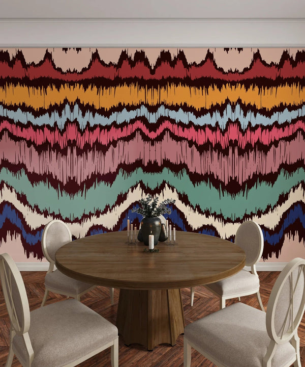 Colorful Wave Ikat Wallpaper, Seamless Pattern Mural, Oversized Custom Size Wall Art, Non - Woven, Non - Adhesive, Modern Wall Paper, Removable - Adawall Wallpaper - Registered Trade Accounts Only, Wallpaper Wholesale Account - W77683 - Adawall Wholesale - Wallpaper Wholesaler