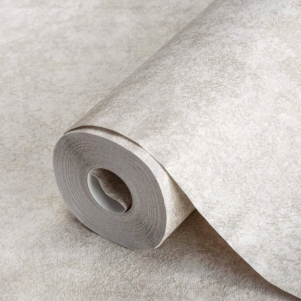 Cream Modern Textured Distressed Wallpaper, Embossed Industrial Metallic Rustic Wallcovering - Walloro High End Wallcoverings & More