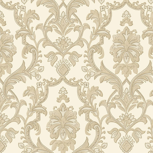 Cream Timeless Ornate Embossed Wallpaper, Fabric Like Rich Textured Luxury Wallcovering Design - Walloro High End Wallcoverings & More