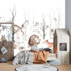 Cute Animals, Trees Wallpaper, White Background Mural, Oversized Custom Size Wall Art, Non - Woven, Non - Adhesive, Modern Wall Paper, Removable - Adawall Wallpaper - Registered Trade Accounts Only, Wallpaper Wholesale Account - W77652 - Adawall Wholesale - Wallpaper Wholesaler