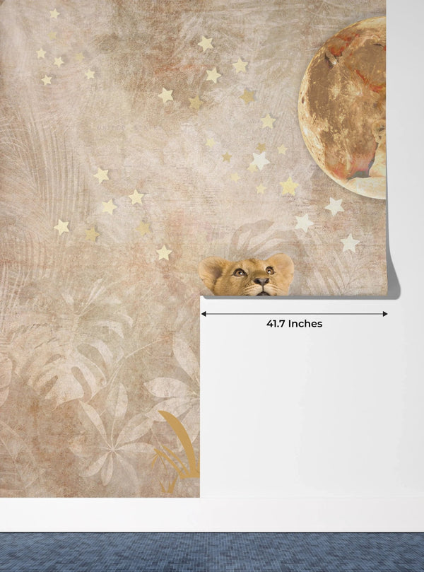 Cute Lion Baby Wallpaper, Gold Moon Mural, Oversized Custom Size Wall Art, Non - Woven, Non - Adhesive, Modern Wall Paper, Removable - Adawall Wallpaper - Registered Trade Accounts Only, Wallpaper Wholesale Account - W78090 - Adawall Wholesale - Wallpaper Wholesaler