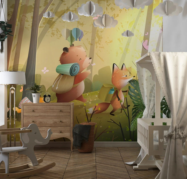 Cute Wild Forest Wallpaper, Animals Mural, Oversized Custom Size Wall Art, Non - Woven, Non - Adhesive, Modern Wall Paper, Removable - Adawall Wallpaper - Registered Trade Accounts Only, Wallpaper Wholesale Account - W78114 - Adawall Wholesale - Wallpaper Wholesaler