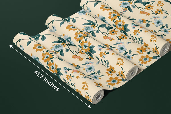 Cute Wildflowers Wallpaper, Seamless Pattern Mural, Oversized Custom Size Wall Art, Non - Woven, Non - Adhesive, Modern Wall Paper, Removable - Adawall Wallpaper - Registered Trade Accounts Only, Wallpaper Wholesale Account - W78005 - Adawall Wholesale - Wallpaper Wholesaler
