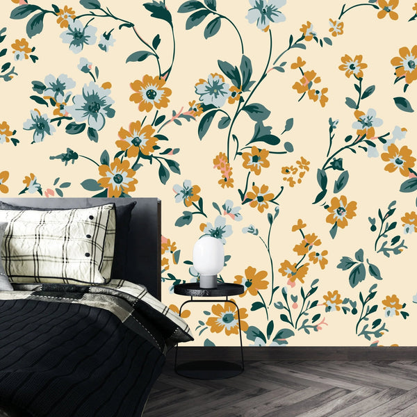 Cute Wildflowers Wallpaper, Seamless Pattern Mural, Oversized Custom Size Wall Art, Non - Woven, Non - Adhesive, Modern Wall Paper, Removable - Adawall Wallpaper - Registered Trade Accounts Only, Wallpaper Wholesale Account - W78005 - Adawall Wholesale - Wallpaper Wholesaler