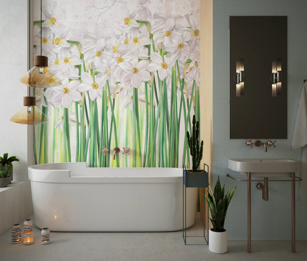 Daffodils Wallpaper, Floral Mural, Oversized Custom Size Wall Art, Non - Woven, Non - Adhesive, Modern Wall Paper, Removable - Adawall Wallpaper - Registered Trade Accounts Only, Wallpaper Wholesale Account - W78144 - Adawall Wholesale - Wallpaper Wholesaler