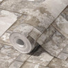 Decorative Rusted Beige, Gray Stone Metallic Wallpaper, Realistic 3D Embossed Wall Decor, Industrial Aesthetic Wallcovering - Walloro High End Wallcoverings & More