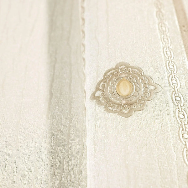 Decorative Striped Embossed Wallpaper, Cream, Silver 3D Boho Art Deco Ornate Home Wall Decor, Washable - Walloro High End Wallcoverings & More