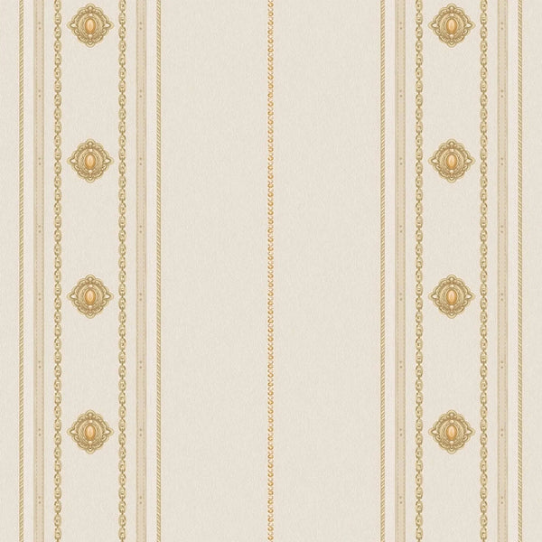 Decorative Striped Embossed Wallpaper, Off White, Yellow 3D Boho Art Deco Ornate Home Wall Decor, Washable, Durable - Walloro High End Wallcoverings & More