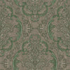 Deep Embossed Sparkling Damask Wallpaper, Stylish Brown Green Glittering Luxury Fabric Feel Vivid Colors, Home Commercial Use, Easy Clean, Water Resistant - Walloro High End Wallcoverings & More