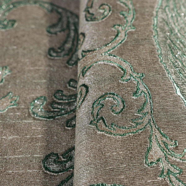 Deep Embossed Sparkling Damask Wallpaper, Stylish Brown Green Glittering Luxury Fabric Feel Vivid Colors, Home Commercial Use, Easy Clean, Water Resistant - Adawall Wallpaper - Registered Trade Accounts Only, Wallpaper Wholesale Account - 1312-4 - Adawall Wholesale - Wallpaper Wholesaler