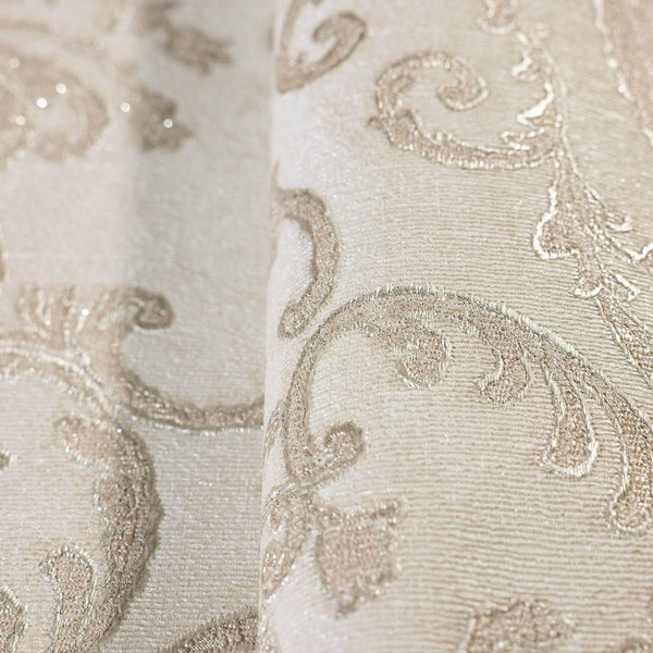 Deep Embossed Sparkling Damask Wallpaper, Stylish Cream Glittering Luxury Fabric Feel Vivid Colors, Home Commercial Use, Easy Clean, Water Resistant - Adawall Wallpaper - Registered Trade Accounts Only, Wallpaper Wholesale Account - 1312-2 - Adawall Wholesale - Wallpaper Wholesaler
