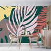 Tropical Leaves Wallpaper, Seamless Pattern Mural, Oversized Custom Size Wall Art, Non-Woven, Non-Adhesive, Modern Wall Paper, Removable