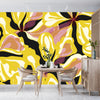 Abstract Yellow Flowers Wallpaper, Seamless Pattern Mural, Oversized Custom Size Wall Art, Non-Woven, Non-Adhesive, Modern Wall Paper, Removable