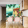 Village Square Wallpaper, Traditional House Mural, Oversized Custom Size Wall Art, Non-Woven, Non-Adhesive, Modern Wall Paper, Removable