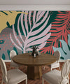 Tropical Leaves Wallpaper, Seamless Pattern Mural, Oversized Custom Size Wall Art, Non-Woven, Non-Adhesive, Modern Wall Paper, Removable