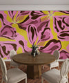 Abstract Pink Flowers Wallpaper, Seamless Pattern Mural, Oversized Custom Size Wall Art, Non-Woven, Non-Adhesive, Modern Wall Paper, Removable