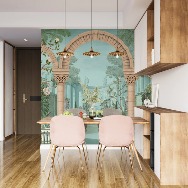Ancient Roman Architecture Wallpaper,Botanic Mural, Oversized Custom Size Wall Art, Non-Woven, Non-Adhesive, Modern Wall Paper, Removable