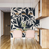 Leaf and Flower Pattern Wallpaper, Minimal Abstract Mural, Oversized Custom Size Wall Art, Non-Woven, Non-Adhesive, Modern Wall Paper, Removable