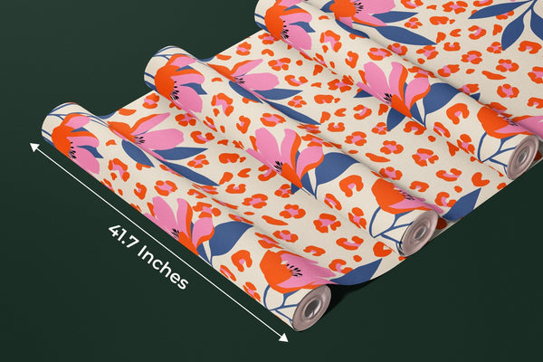 Exotic Flowers, Leopard Background Wallpaper, Seamless Pattern Mural, Oversized Custom Size Wall Art, Non - Woven, Non - Adhesive, Modern Wall Paper, Removable - Adawall Wallpaper - Registered Trade Accounts Only, Wallpaper Wholesale Account - W77973 - Adawall Wholesale - Wallpaper Wholesaler
