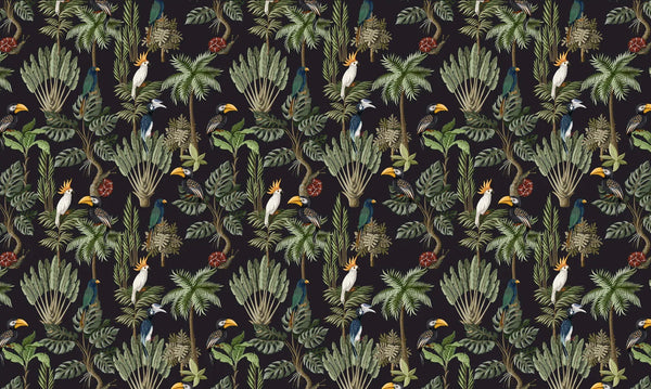 Exotic Plants and Birds Wallpaper, Forest Mural, Oversized Custom Size Wall Art, Non - Woven, Non - Adhesive, Modern Wall Paper, Removable - Adawall Wallpaper - Registered Trade Accounts Only, Wallpaper Wholesale Account - W77519 - Adawall Wholesale - Wallpaper Wholesaler