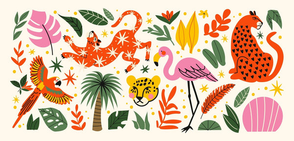 Exotic Tropical Wallpaper, Cartoon Retro Style Mural, Oversized Custom Size Wall Art, Non - Woven, Non - Adhesive, Modern Wall Paper, Removable - Adawall Wallpaper - Registered Trade Accounts Only, Wallpaper Wholesale Account - W77861 - Adawall Wholesale - Wallpaper Wholesaler