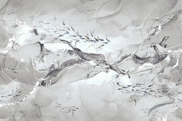 Fish Wall Mural, White Japan Koi Pond Fish Wallpaper, Elegant Abstract Stone Wall Covering, Removable, Modern, Non - Pasted, Stylish - Adawall Wallpaper - Registered Trade Accounts Only, Wallpaper Wholesale Account - FJ320-2 - Adawall Wholesale - Wallpaper Wholesaler