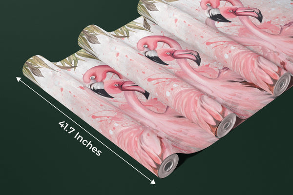 Flamingos Wallpaper, Fern Leaves Mural, Oversized Custom Size Wall Art, Non - Woven, Non - Adhesive, Modern Wall Paper, Removable - Adawall Wallpaper - Registered Trade Accounts Only, Wallpaper Wholesale Account - W77805 - Adawall Wholesale - Wallpaper Wholesaler