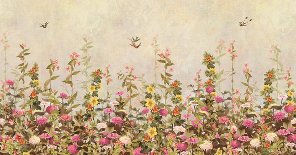 Floral Blossoms Wallpaper, Green Flowers Birds Wall Mural, Oversized Custom Size Wall Art, Non - Woven, Non - Adhesive, Modern Wall Paper, Removable - Adawall Wallpaper - Registered Trade Accounts Only, Wallpaper Wholesale Account - SE320-3 - Adawall Wholesale - Wallpaper Wholesaler