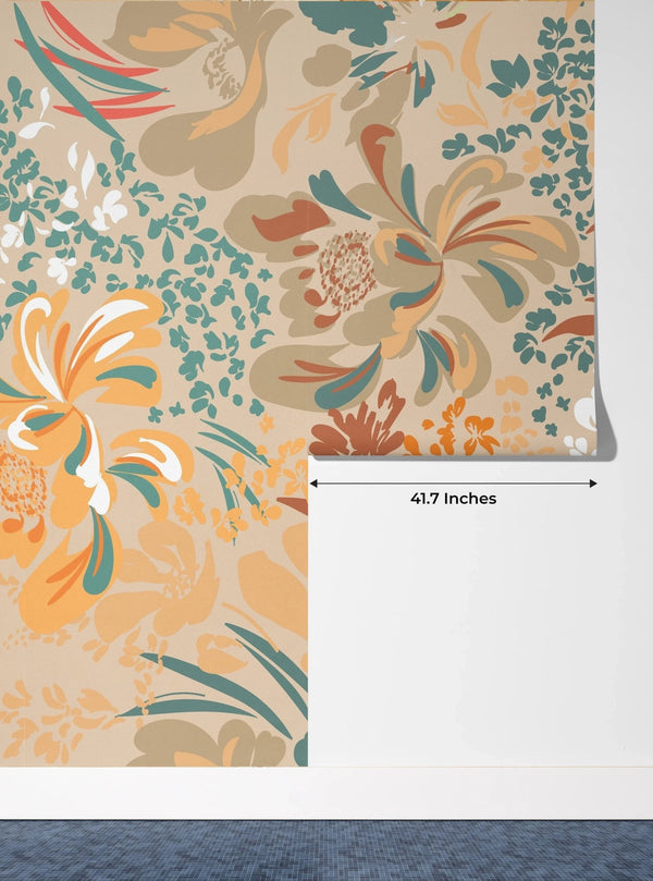 Floral Brown and Green Wallpaper, Seamless Pattern Mural, Oversized Custom Size Wall Art, Non - Woven, Non - Adhesive, Modern Wall Paper, Removable - Adawall Wallpaper - Registered Trade Accounts Only, Wallpaper Wholesale Account - W77865 - Adawall Wholesale - Wallpaper Wholesaler