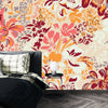 Floral Red and Yellow Wallpaper, Seamless Pattern Mural, Oversized Custom Size Wall Art, Non - Woven, Non - Adhesive, Modern Wall Paper, Removable - Adawall Wallpaper - Registered Trade Accounts Only, Wallpaper Wholesale Account - W77864 - Adawall Wholesale - Wallpaper Wholesaler