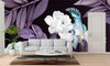 Floral Wall Mural, Purple Peony Flower Parrot Wall Mural Art, Big Size Customizable Bird Theme, Non - Adhesive, Removable Wallpaper, Black, Washable, Home Interior Decor Wall Art - Adawall Wallpaper - Registered Trade Accounts Only, Wallpaper Wholesale Account - A316-1 - Adawall Wholesale - Wallpaper Wholesaler