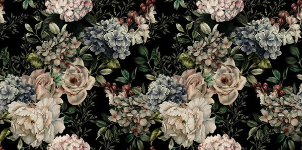 Floral Wallpaper, Dark Background Mural, Oversized Custom Size Wall Art, Non - Woven, Non - Adhesive, Modern Wall Paper, Removable - Adawall Wallpaper - Registered Trade Accounts Only, Wallpaper Wholesale Account - W77522 - Adawall Wholesale - Wallpaper Wholesaler