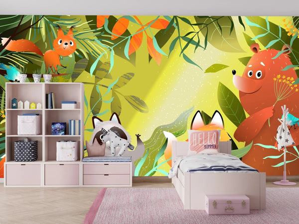 Forest Animals Wallpaper, Wild Woodland Mural, Oversized Custom Size Wall Art, Non - Woven, Non - Adhesive, Modern Wall Paper, Removable - Adawall Wallpaper - Registered Trade Accounts Only, Wallpaper Wholesale Account - W78125 - Adawall Wholesale - Wallpaper Wholesaler