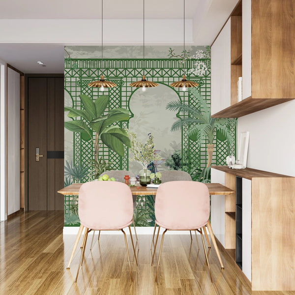 Garden and Peacock Wallpaper,Botanic and Lattice Wall Mural, Oversized Custom Size Wall Art, Non - Woven, Non - Adhesive, Modern Wall Paper, Removable - Adawall Wallpaper - Registered Trade Accounts Only, Wallpaper Wholesale Account - W77506 - Adawall Wholesale - Wallpaper Wholesaler