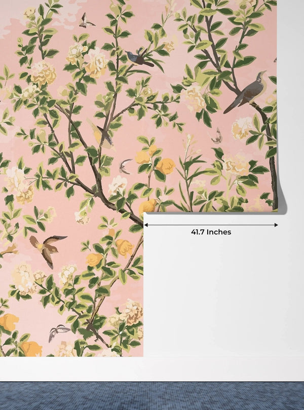Garden of Peonies Wallpaper, Birds, Floral Mural, Oversized Custom Size Wall Art, Non - Woven, Non - Adhesive, Modern Wall Paper, Removable - Adawall Wallpaper - Registered Trade Accounts Only, Wallpaper Wholesale Account - W78000 - Adawall Wholesale - Wallpaper Wholesaler