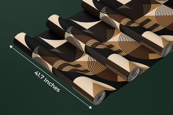 Black and Brown Wallpaper, Geometric Mural, Oversized Custom Size Wall Art, Non-Woven, Non-Adhesive, Modern Wall Paper, Removable