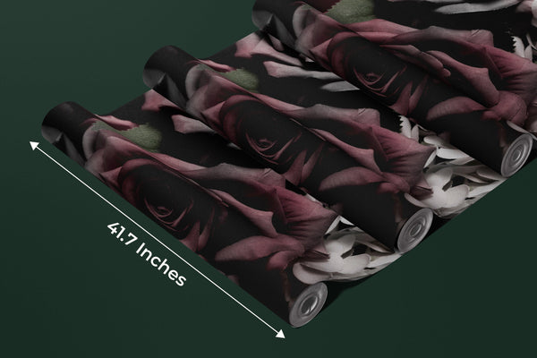 Beautiful Flowers Wallpaper, Dark Background Mural, Oversized Custom Size Wall Art, Non-Woven, Non-Adhesive, Modern Wall Paper, Removable