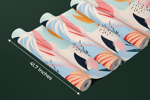 Pastel Abstract Summer Wallpaper, Seamless Pattern Mural, Oversized Custom Size Wall Art, Non-Woven, Non-Adhesive, Modern Wall Paper, Removable