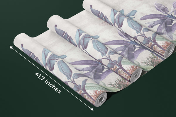Soft Color Tropical Leaves Wallpaper, Banana Trees Mural, Oversized Custom Size Wall Art, Non-Woven, Non-Adhesive, Modern Wall Paper, Removable