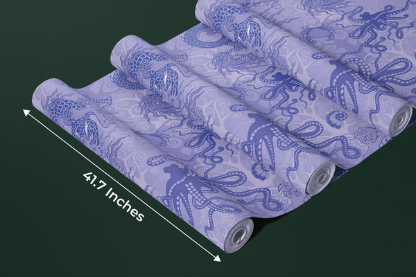 Toile de Jou, Purple Wallpaper, Seamless Pattern Mural, Oversized Custom Size Wall Art, Non-Woven, Non-Adhesive, Modern Wall Paper, Removable