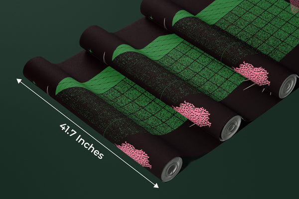 Green Cube Wallpaper, Abstract Geometric Shapes Mural, Oversized Custom Size Wall Art, Non-Woven, Non-Adhesive, Modern Wall Paper, Removable