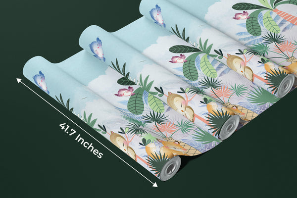 Cute Animals Wallpaper, Forest Mural, Oversized Custom Size Wall Art, Non-Woven, Non-Adhesive, Modern Wall Paper, Removable