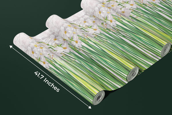 Daffodils Wallpaper, Floral Mural, Oversized Custom Size Wall Art, Non-Woven, Non-Adhesive, Modern Wall Paper, Removable