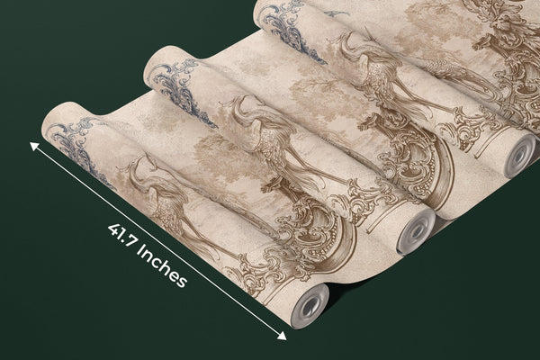 Baroque Wallpaper, Classic Style Mural, Oversized Custom Size Wall Art, Non-Woven, Non-Adhesive, Modern Wall Paper, Removable