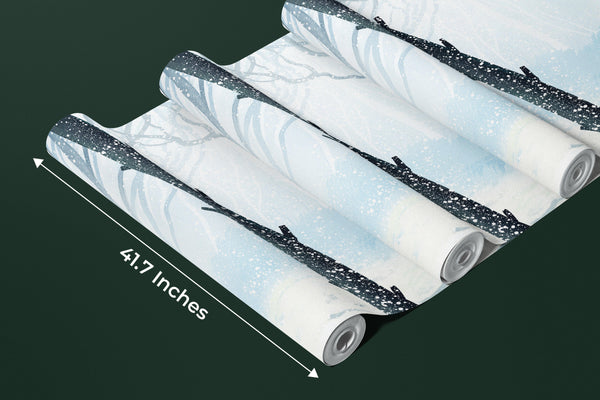 Winter Forest Wallpaper, Wolf Mural, Oversized Custom Size Wall Art, Non-Woven, Non-Adhesive, Modern Wall Paper, Removable