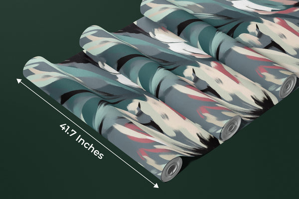 Ikat Boho Floral Wallpaper, Seamless Pattern Mural, Oversized Custom Size Wall Art, Non-Woven, Non-Adhesive, Modern Wall Paper, Removable