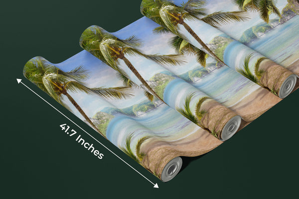 Realistic Beach Wallpaper, Landscape Mural, Oversized Custom Size Wall Art, Non-Woven, Non-Adhesive, Modern Wall Paper, Removable