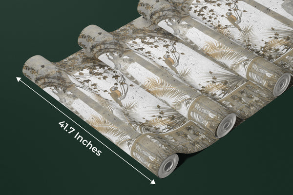 Tropical Leaves Wallpaper, Vines Mural, Oversized Custom Size Wall Art, Non-Woven, Non-Adhesive, Modern Wall Paper, Removable